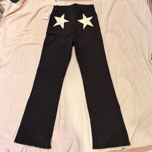 New with Tags! Black Flare Jeans with Gold Star Patches
